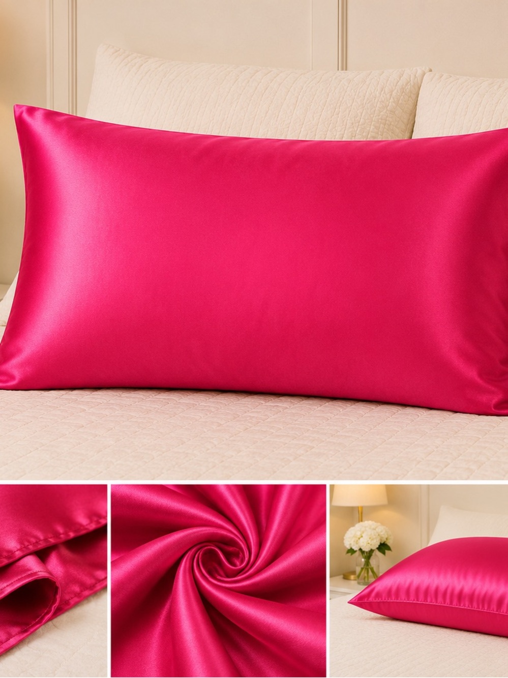 Burgundy Satin Pillowcase - Luxury Silky Sleep